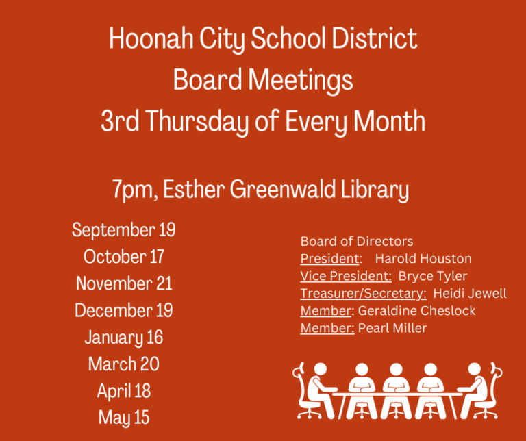 Board Meeting Dates Hoonah School District