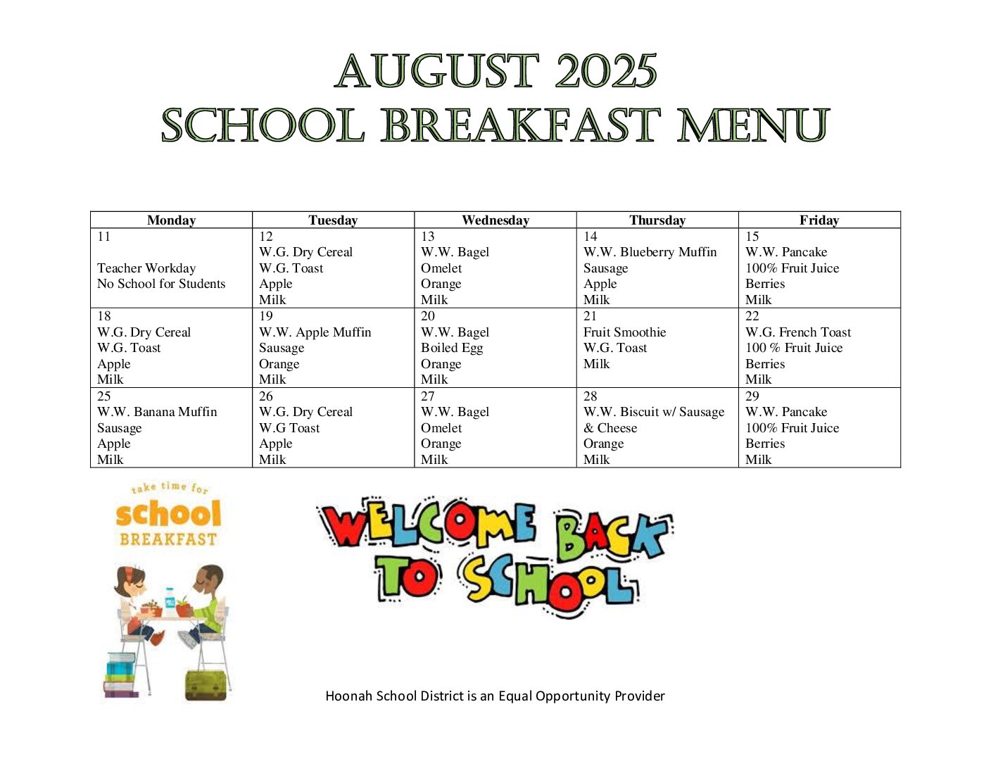 Featured image for “August Breakfast Menu”