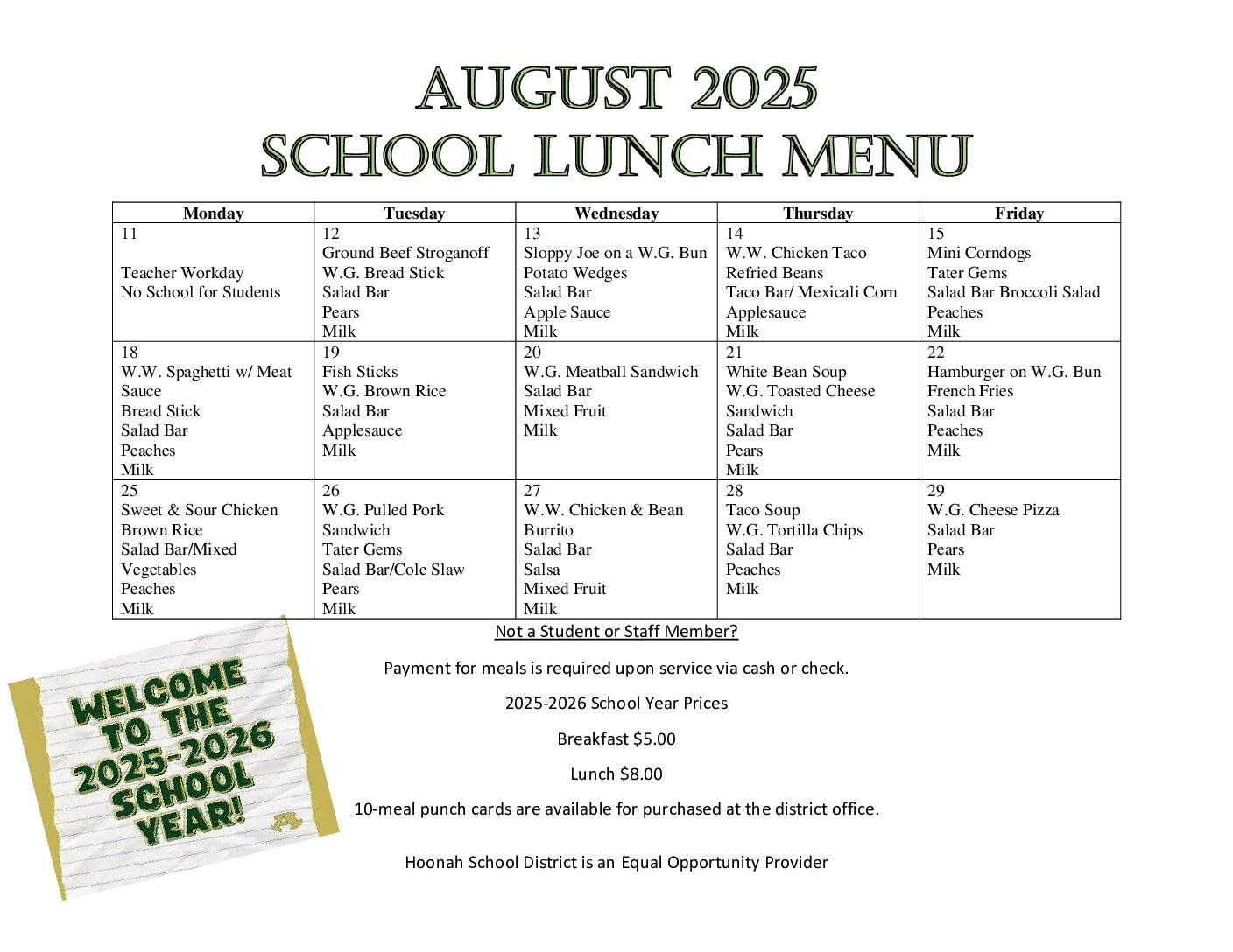 Featured image for “August Lunch Menu”