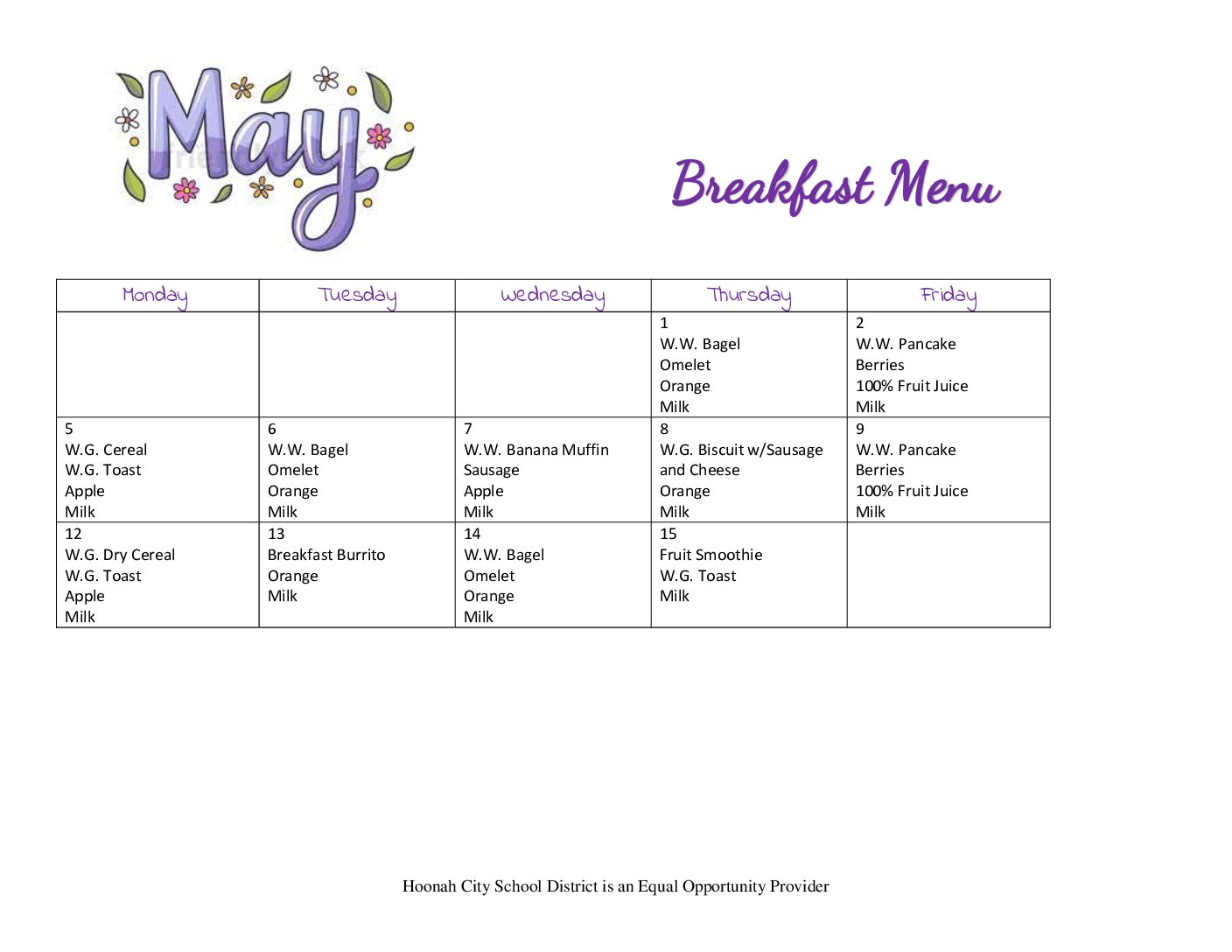 Featured image for “May Breakfast Menu”
