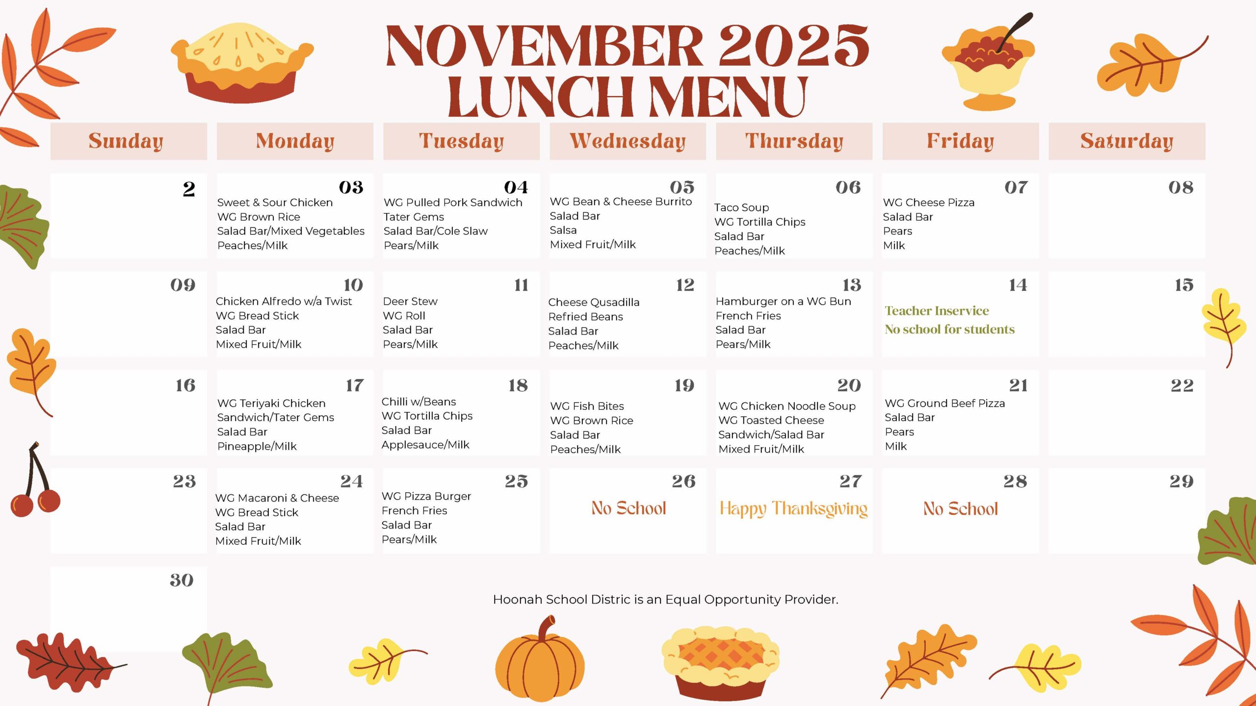 Featured image for “November 2025 Lunch Menu”