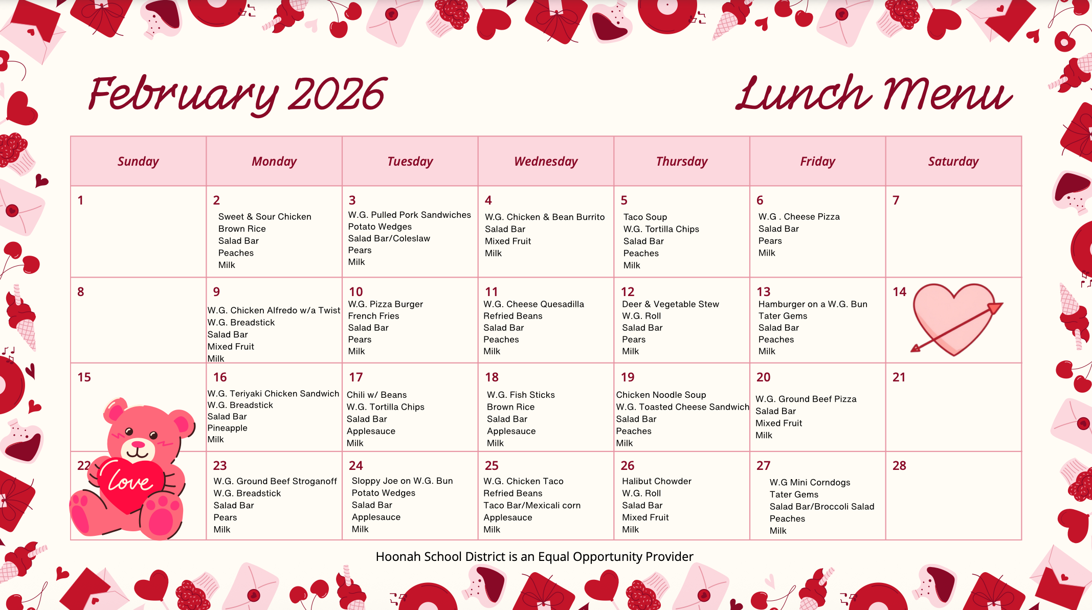 Featured image for “February 2026 Lunch Menu”