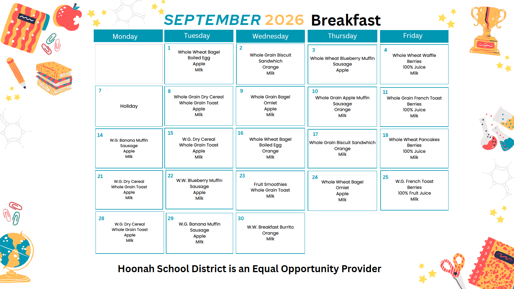 Featured image for “September 2026 Breakfast Menu”