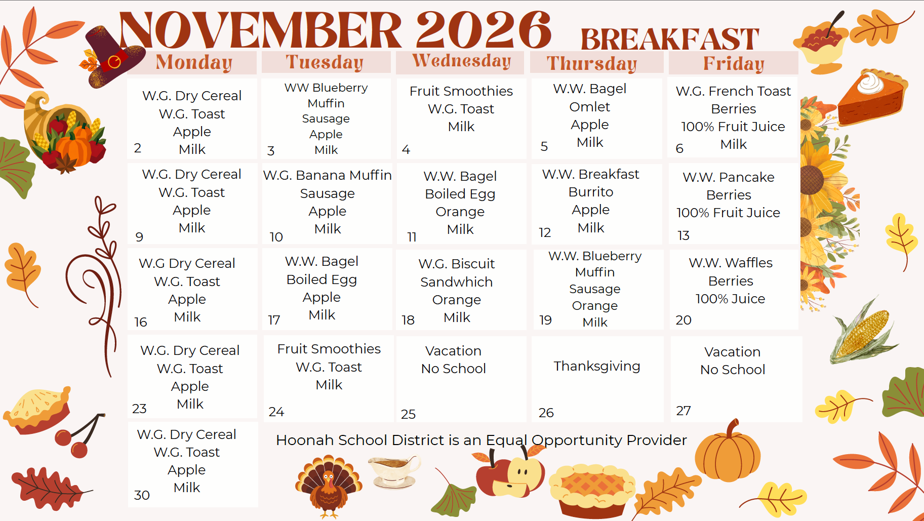 Featured image for “November 2026 Breakfast Menu”